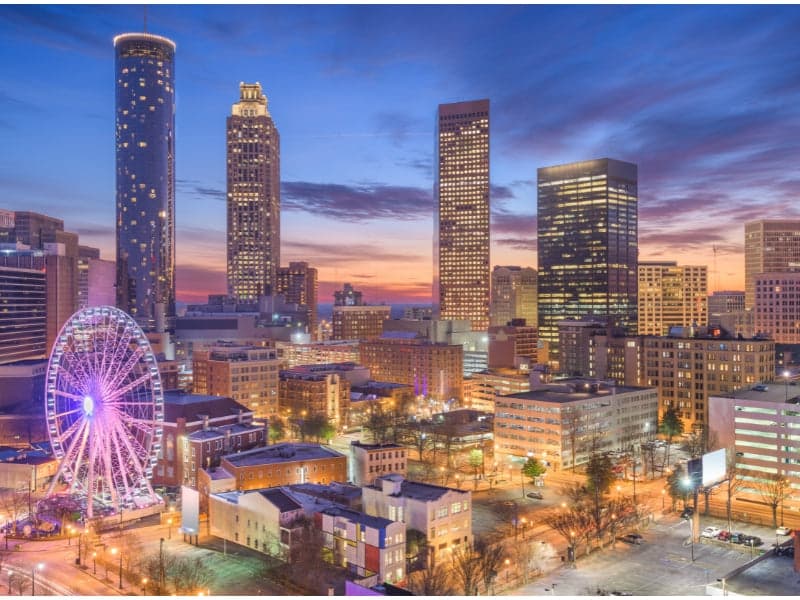 Georgia city skyline at sunset