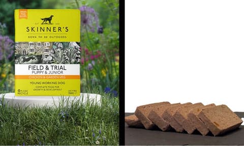 skinners puppy food packaging and content